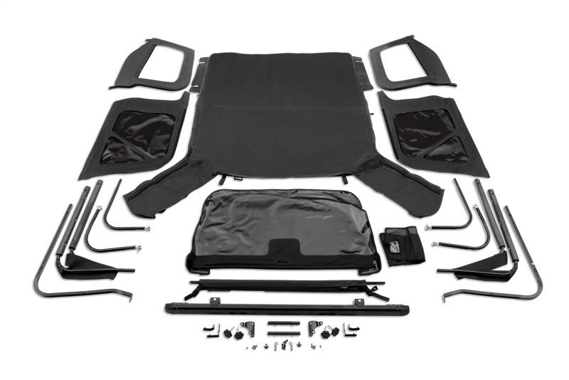 Jeep Wrangler TJ Soft Top - Rugged Ridge - Complete w/Half Frame, Tinted Windows, Black Diamond Fabric - Black - `97-`06